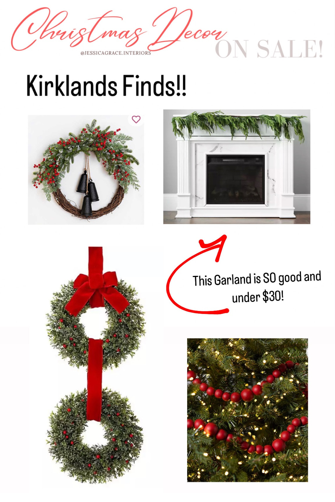 Christmas decor on sale!

Kirkland finds
Faux garland
Wreath
Red wooden bead garland

#LTKhome #LTKHoliday #LTKSeasonal