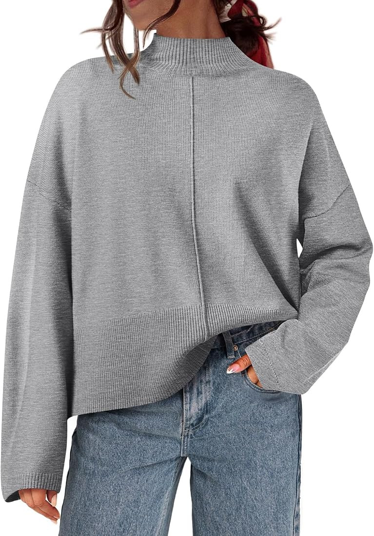 PRETTYGARDEN Womens Sweaters Fall 2024 Long Sleeve Ribbed Knit Pullover Loose Mock Neck Lightweig... | Amazon (US)