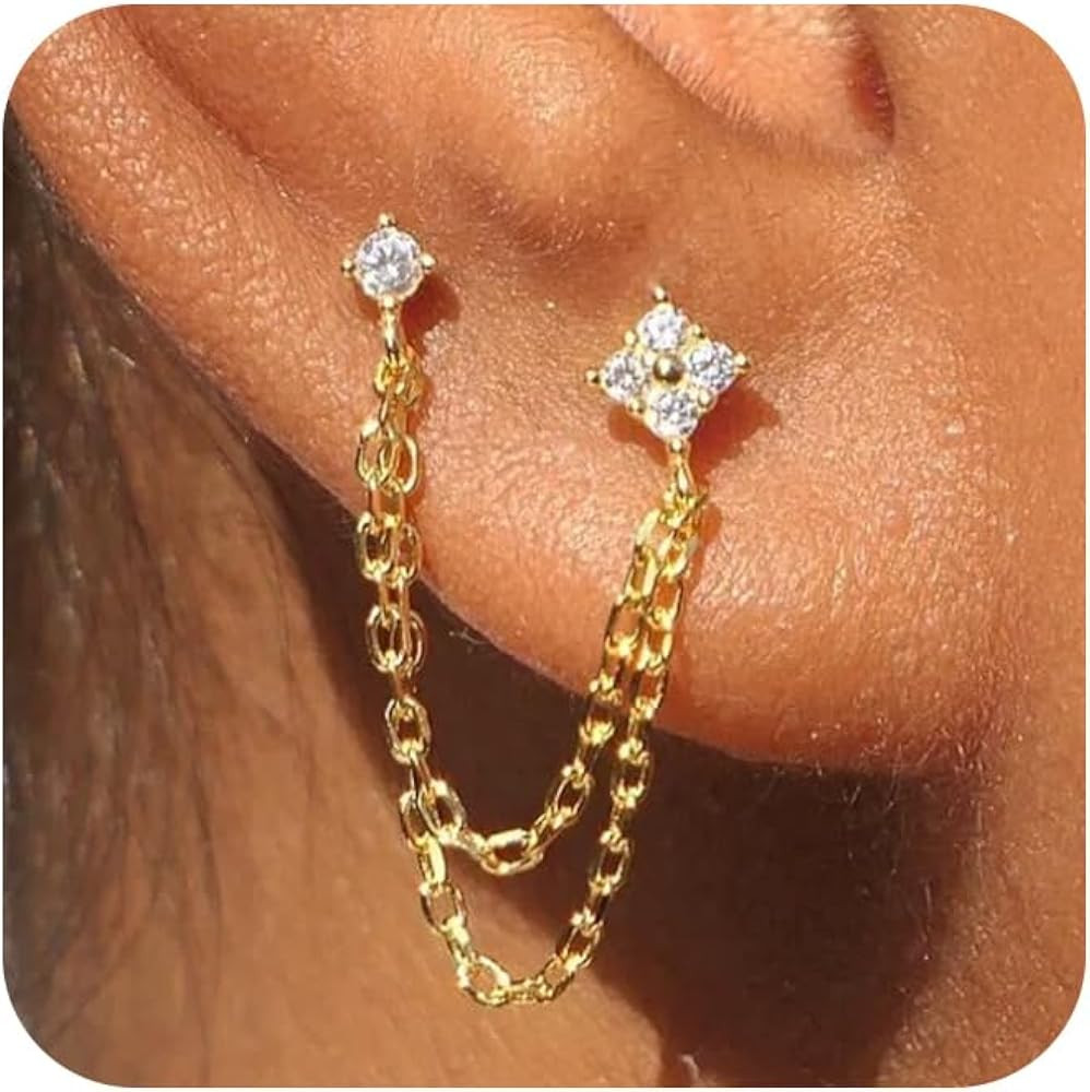 Double Piercing Earrings Zircon Stud Earrings for Women|Hypoallergenic Earring Sets for Multiple ... | Amazon (US)