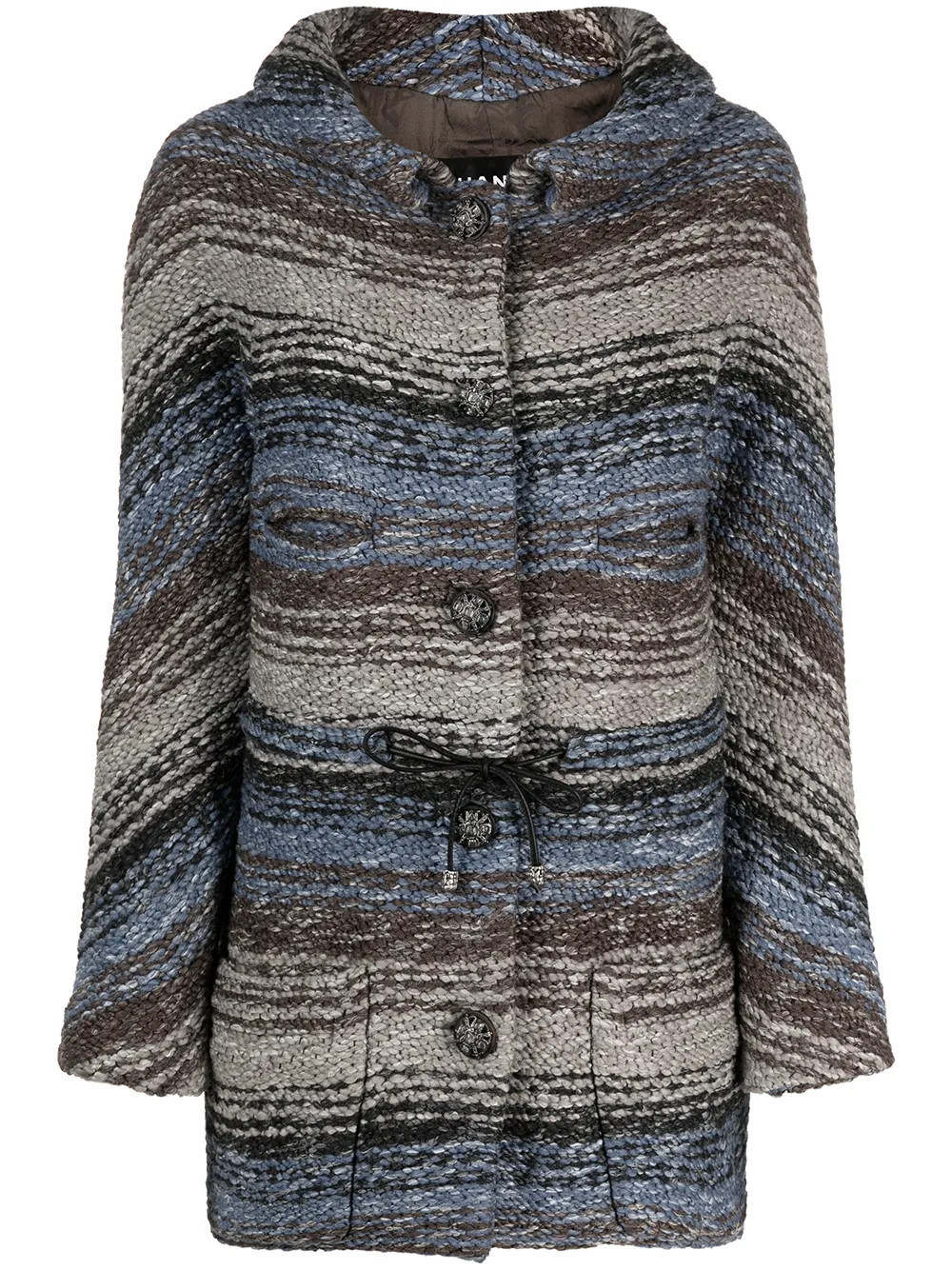 CHANEL Pre-Owned 2010 striped woven jacket - Grey | Farfetch Global