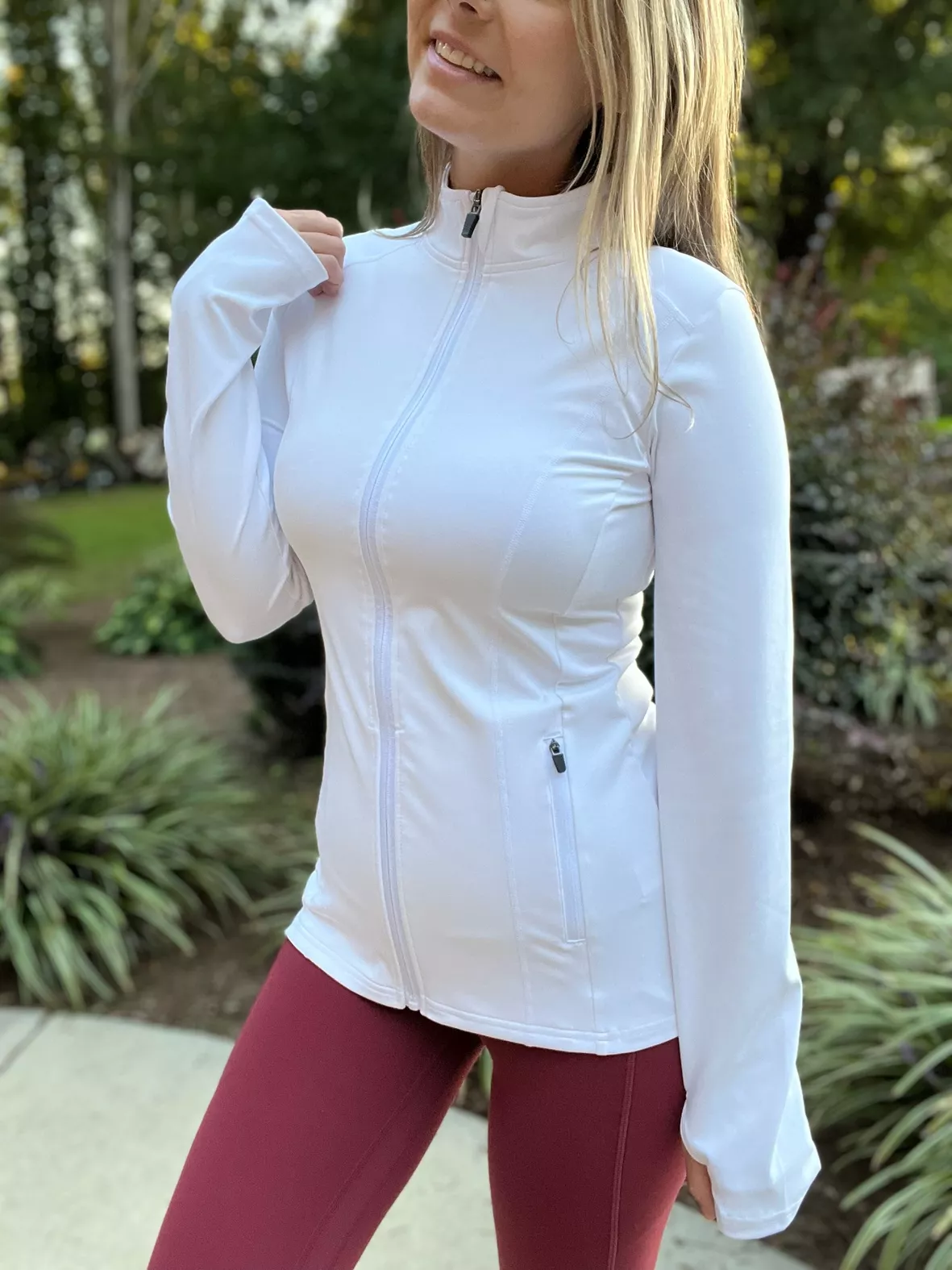 Buy Pinspark Workout Jacket for Women Full Zip Long Sleeve Yoga Athletic  Running Active Sportswear with Thumb Holes at