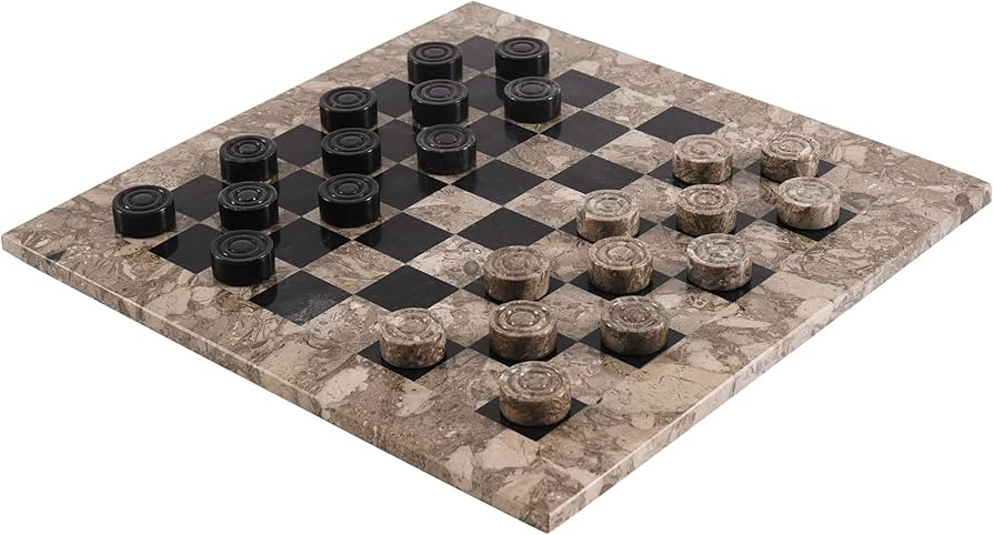 Marble Checkers Board Game 15 Inches Oceanic and Black Handmade 2-Player Tournament Checker Set, ... | Amazon (US)