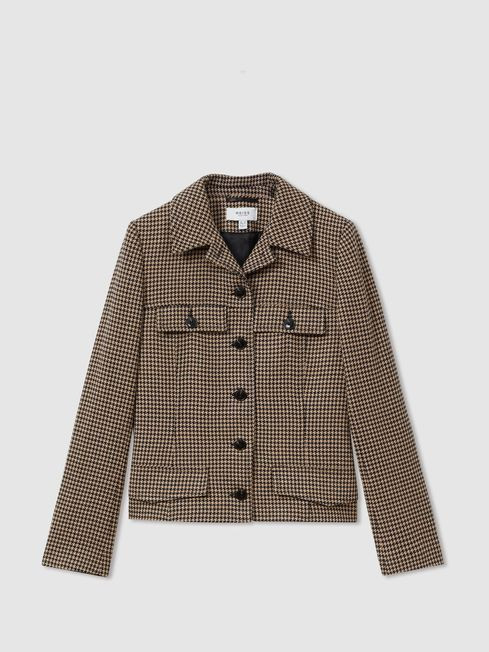 Lena
                Dogtooth Check Collared Jacket | Reiss UK