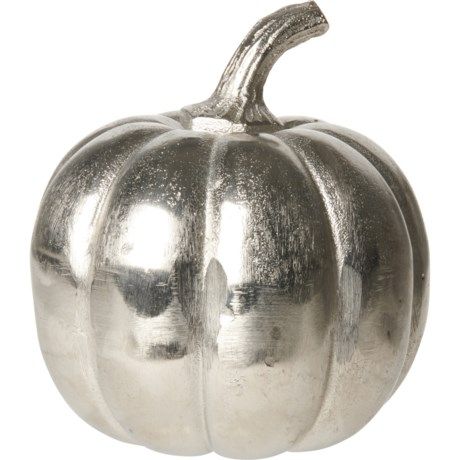 Made in India Medium Silver Metal Pumpkin Decoration - 6x5x5” | Sierra