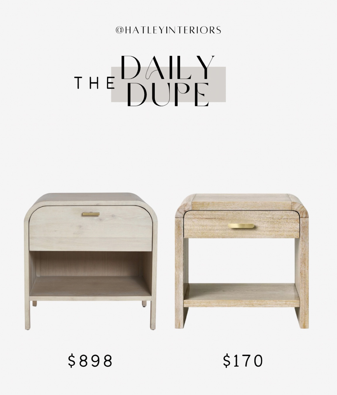 today’s daily dupe! 

designer dupe, look for less, light wood nightstand, arch nightstand, nightstand with drawer, nightstand with shelf, lulu & georgia dupe, home decor, bedroom decor 

#LTKhome