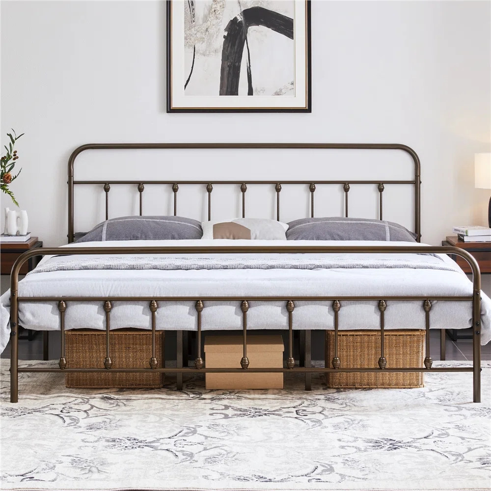 August Grove® Classic Iron Platform Bed with High Headboard and Footboard & Reviews | Wayfair | Wayfair North America