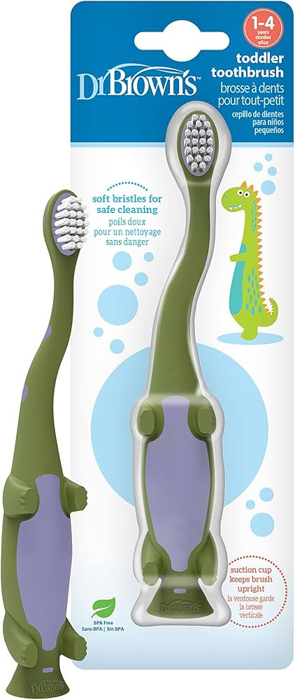 Dr. Brown's Toddler Toothbrush, Dinosaur, Green, 1-Pack | Amazon (US)