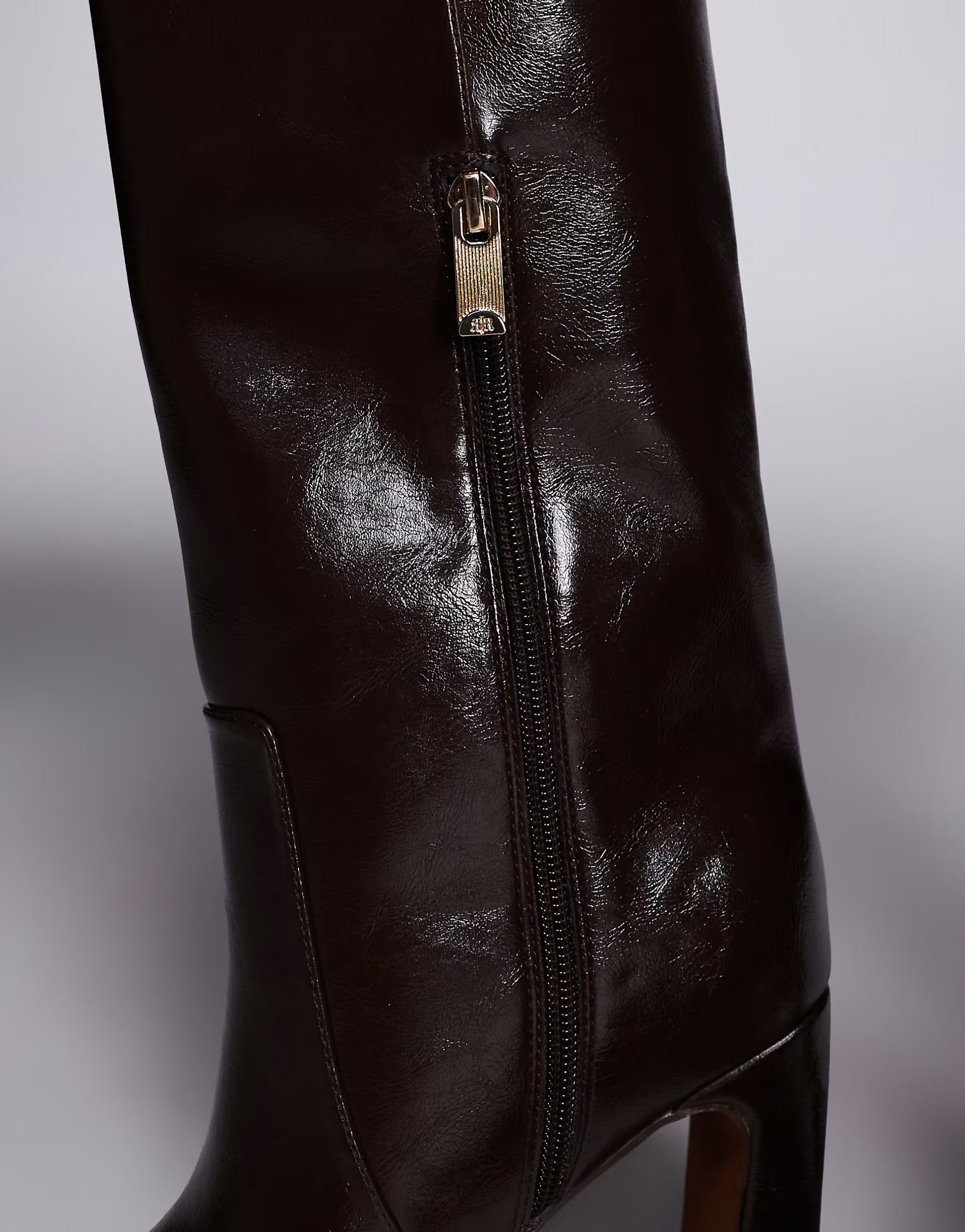 River Island chisel toe high leg boots in dark brown | ASOS (Global)