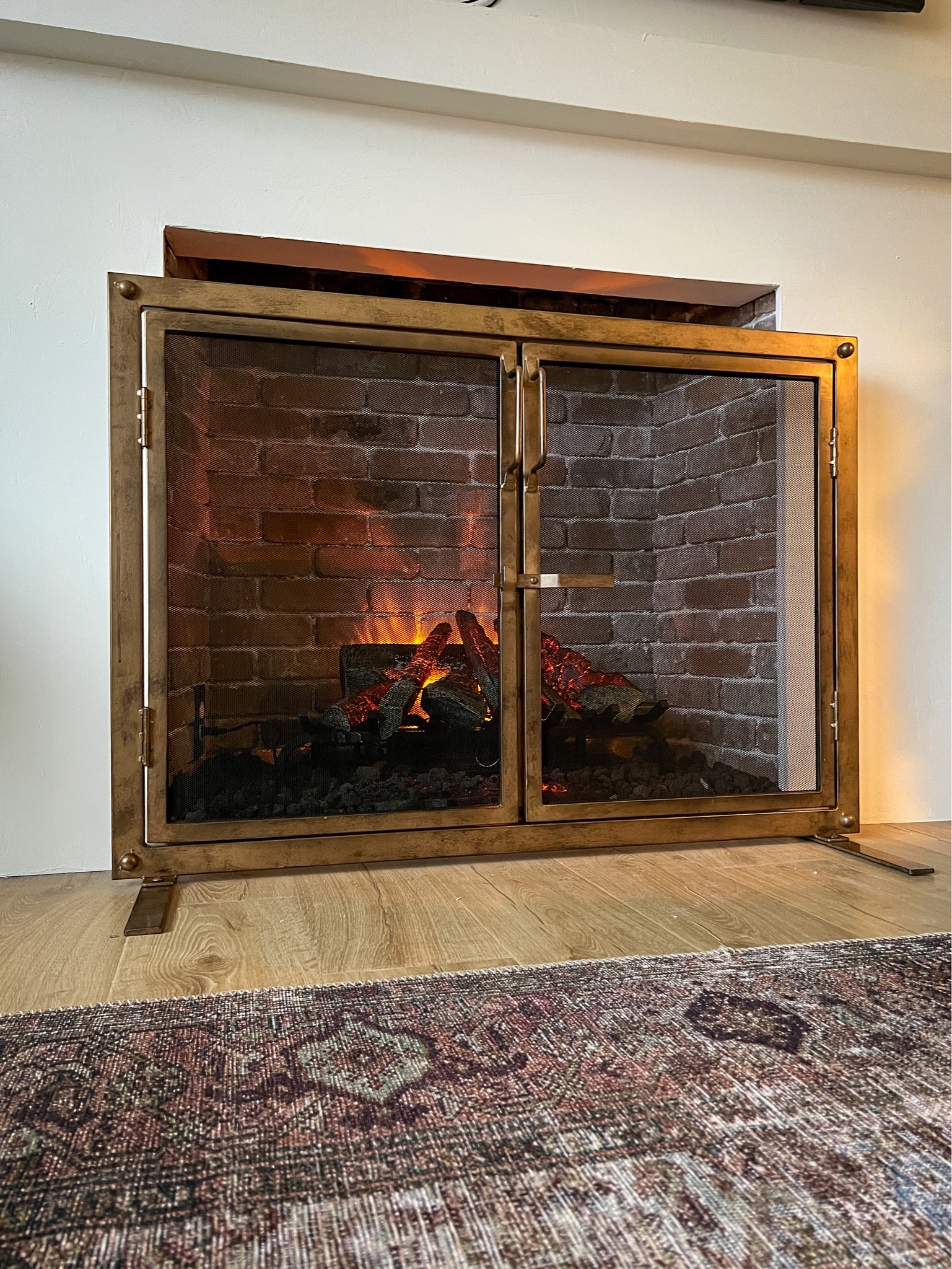 Fireplace brass screen,electric fireplace, 

#LTKSeasonal