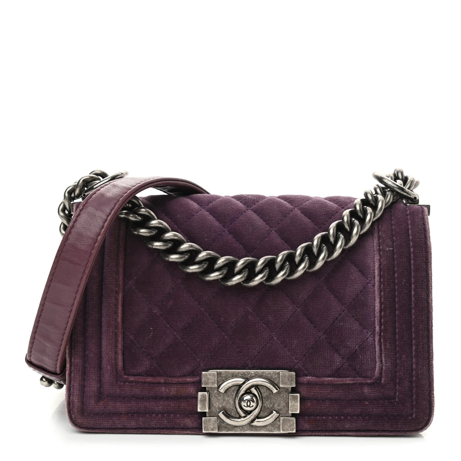 Velvet Quilted Small Boy Flap Purple | FASHIONPHILE (US)