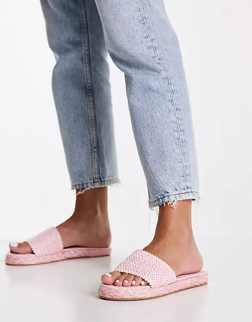 Ego Beach Bums woven sliders in pink | ASOS (Global)