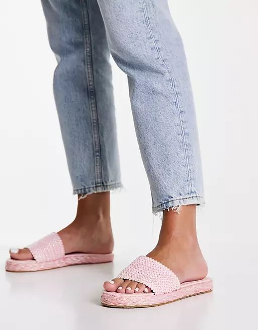 Ego Beach Bums woven sliders in pink | ASOS (Global)