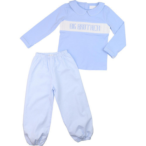 Blue Gingham Smocked Big Brother Pant Set | Cecil and Lou