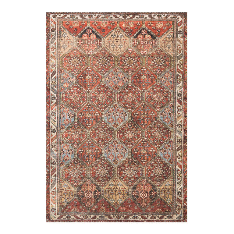 Loren Spice Brown and Red Tile Traditional Style Area Rug | World Market
