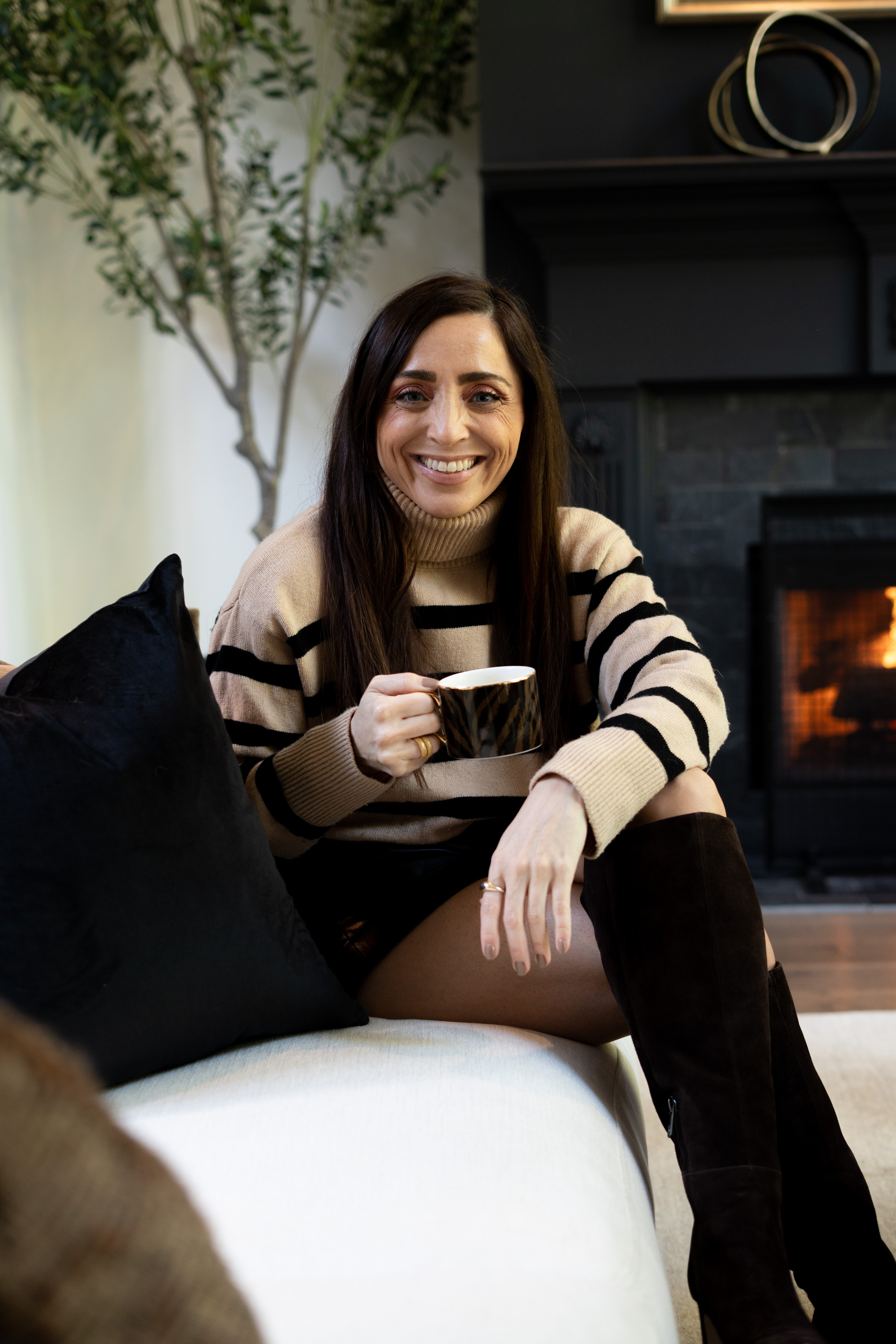 Nothing says fall like a soft striped sweater, leather shorts, and a warm cup of coffee by the fire! This look is equal parts relaxed and polished... so perfect for those chilly mornings when you still want to feel put together! I love how the textures make it feel effortlessly elevated. Eeeek these amazon finds for Fall are SO good guys!!  

 #LTKSeasonal #LTKFindsUnder100 #LTKStyleTip