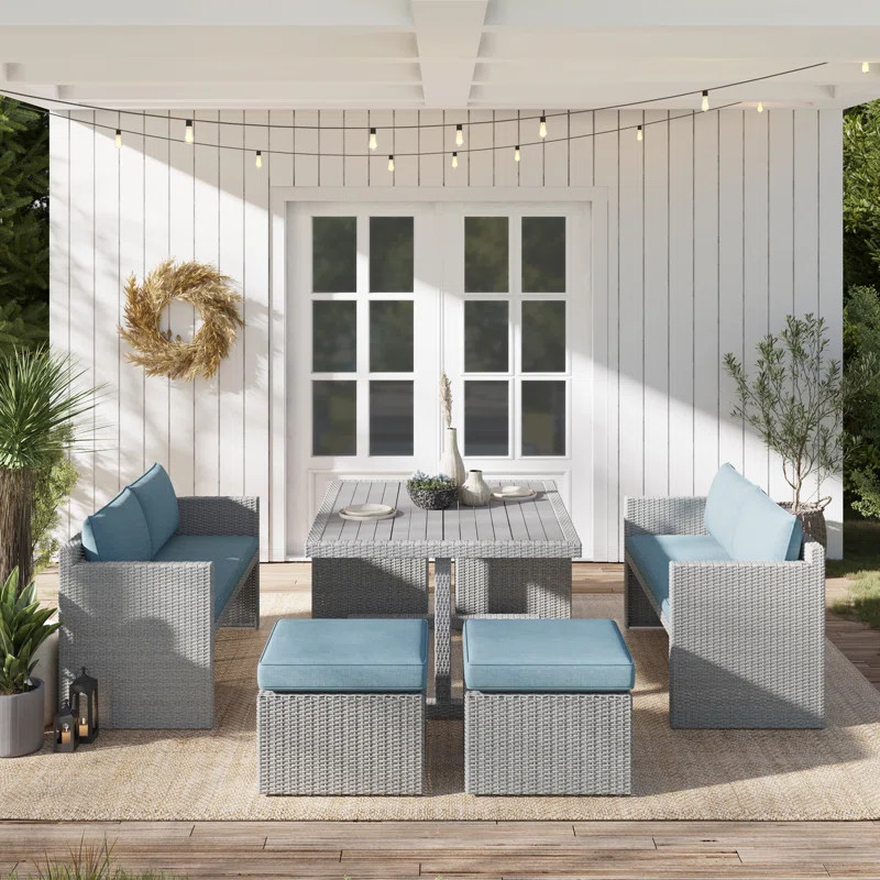 Grose 7-Piece Aluminum and Wicker Outdoor Dining Set | Wayfair North America