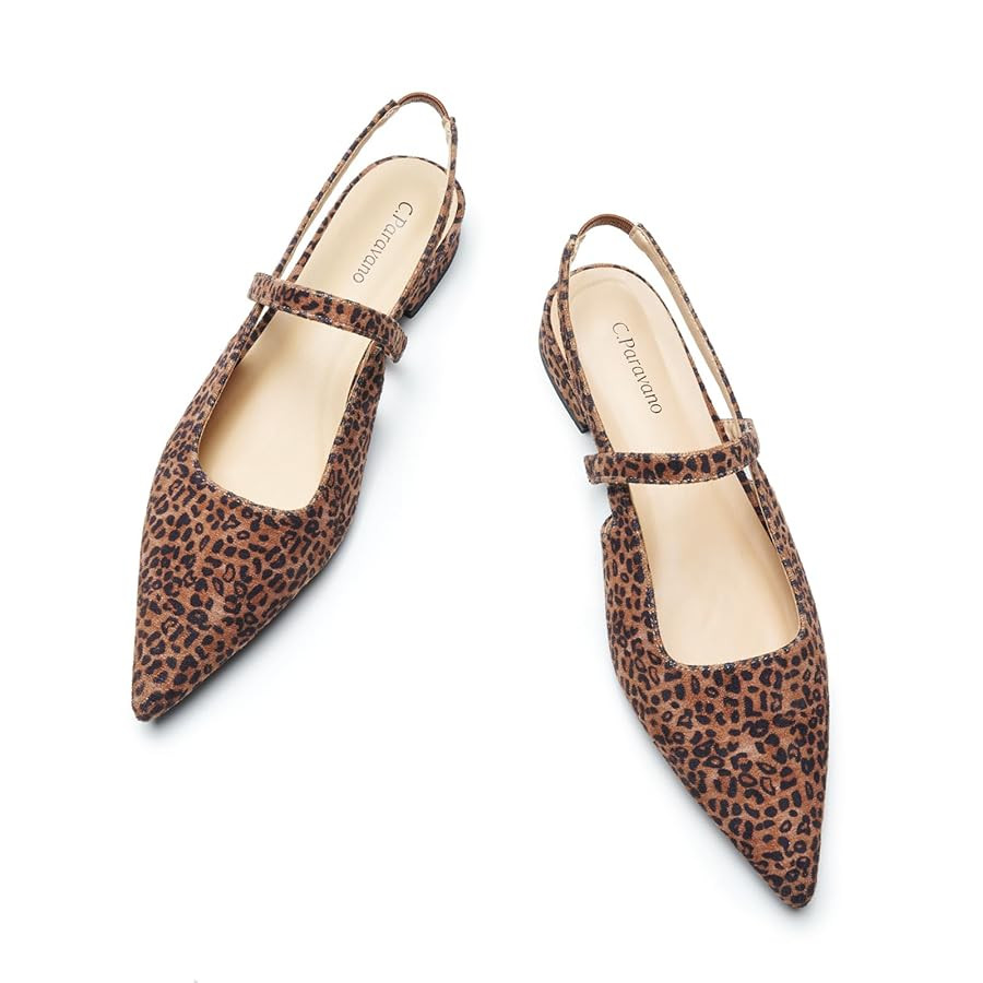 C.Paravano Women's Slingback Flats & Heels - Pointed Toe, Ankle Strap, Comfortable Leather Dress ... | Amazon (US)