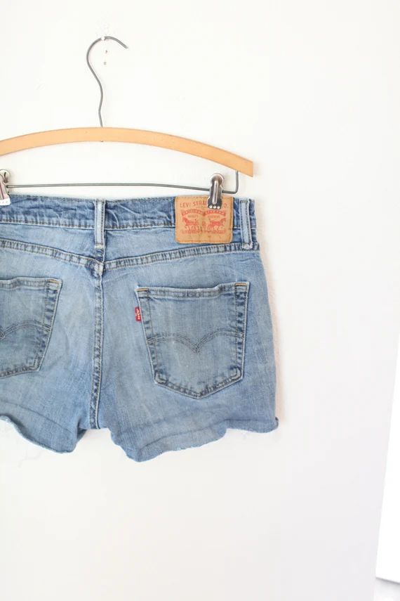 vintage 1980's distressed cut off levis jean shorts 34 #0387 | Etsy (US)