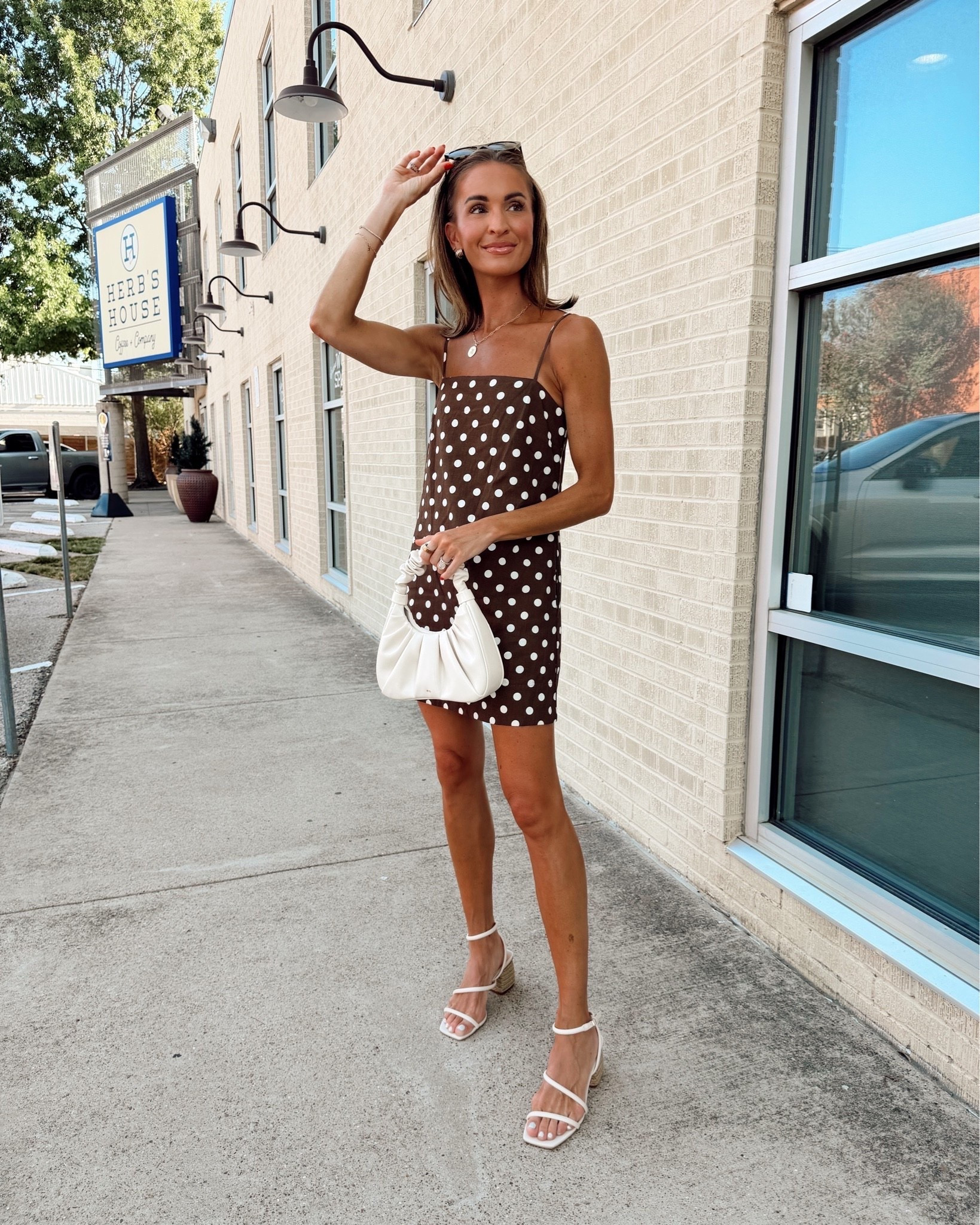 Cutest polka dot dress on major sale! 🤎