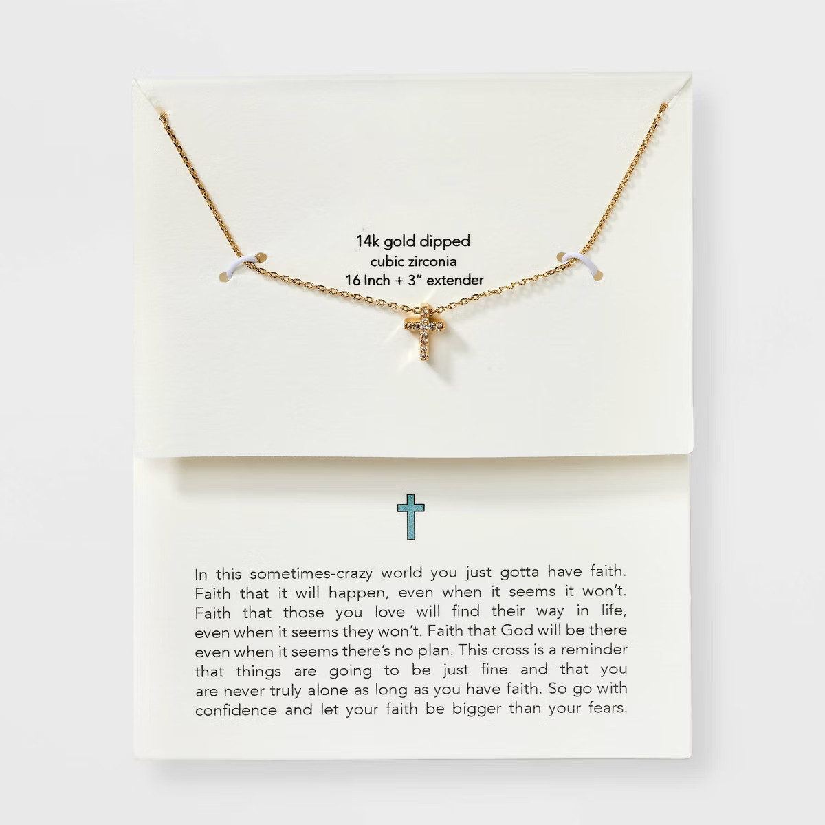 Silver Plated Gold Dipped Micro Pave Cubic Zirconia Cross Pendant Necklace - Gold | Target