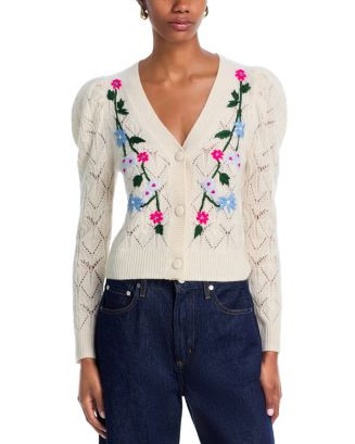AQUA AQUA 100% Cashmere Embroidered Cardigan - Exclusive  | Bloomingdale's Women | Bloomingdale's (US)