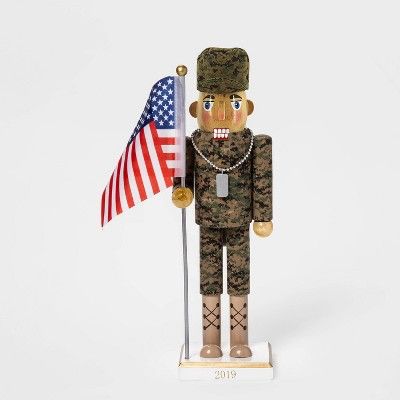 13.2" x 3.5" Male American Soldier Nutcracker with Flag - Wondershop™ | Target