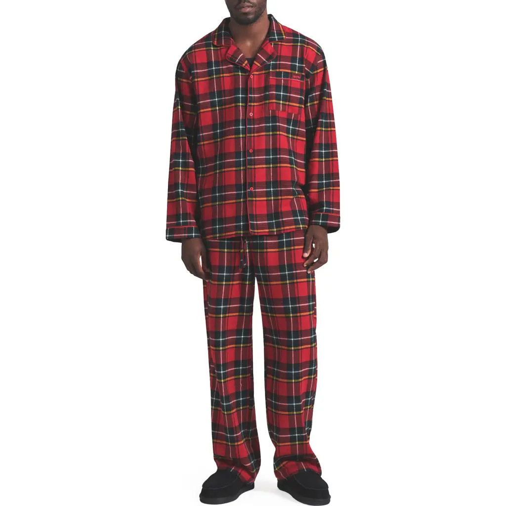 SKIMS Cotton Flannel Pajamas in Brick Holiday Plaid at Nordstrom, Size X-Large | Nordstrom