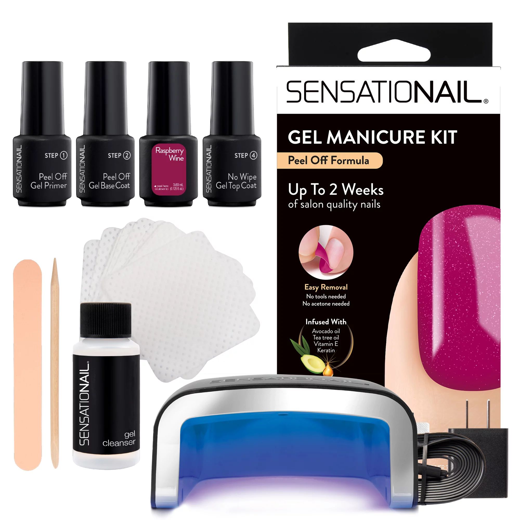 Sensationail Peel Off Gel Nail Polish Kit (Red), Raspberry Wine, 0.125 fl oz | Walmart (US)