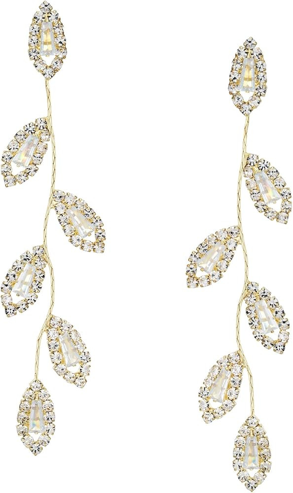 SWEETV Crystal Wedding Earrings for Brides, Bridesmaid, Bridal Earrings for Wedding, Fancy Cubic ... | Amazon (US)