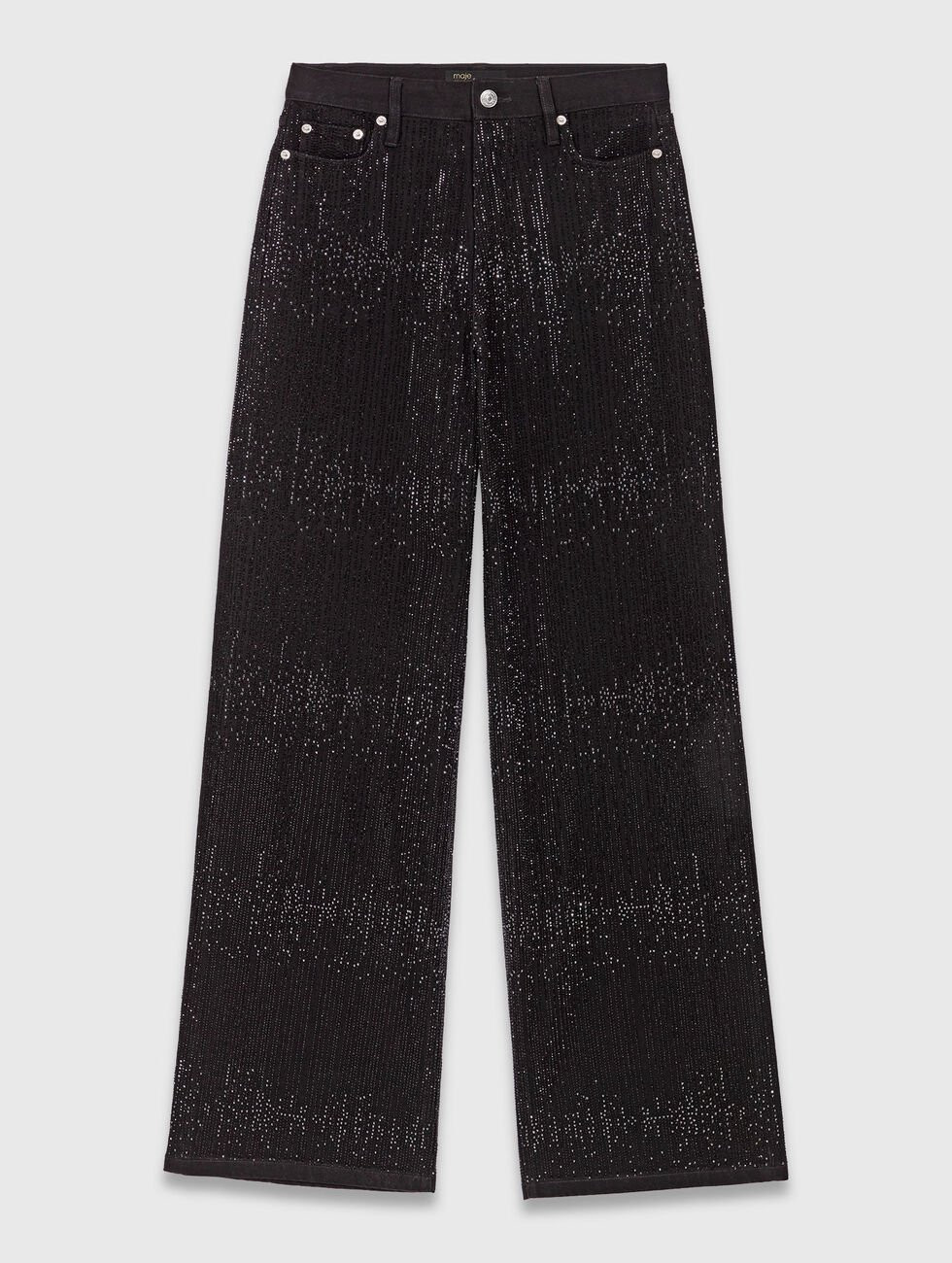 Wide-leg rhinestone jeans Black / Gray for Women | Maje | Maje US