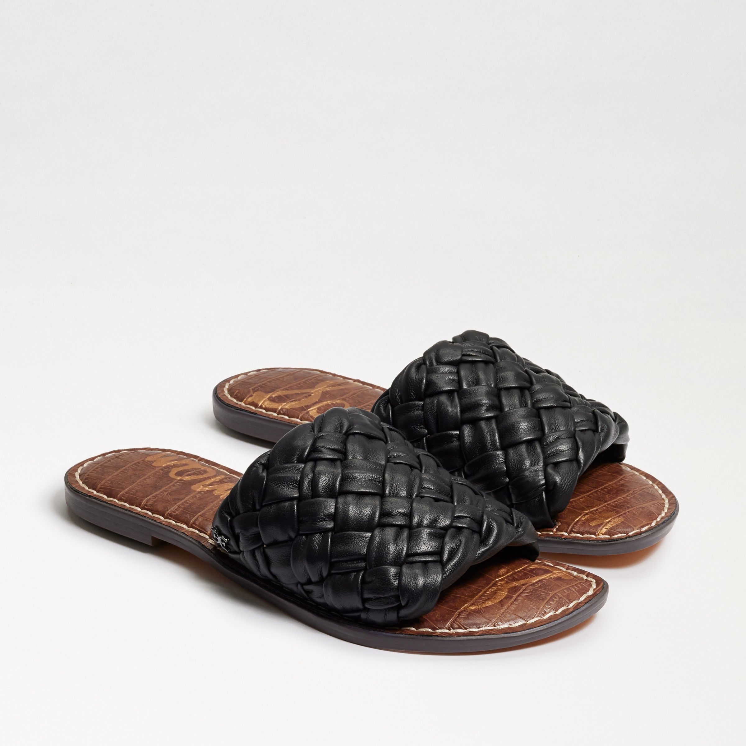 Sam Edelman Griffin Woven Slide Sandal Black Leather 7.5 | Sam Edelman