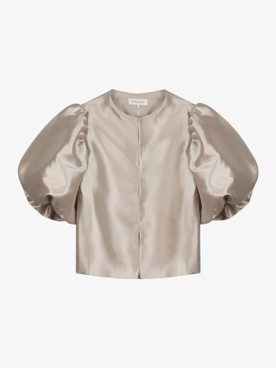 Cleo balloon-sleeve satin blouse | Selfridges