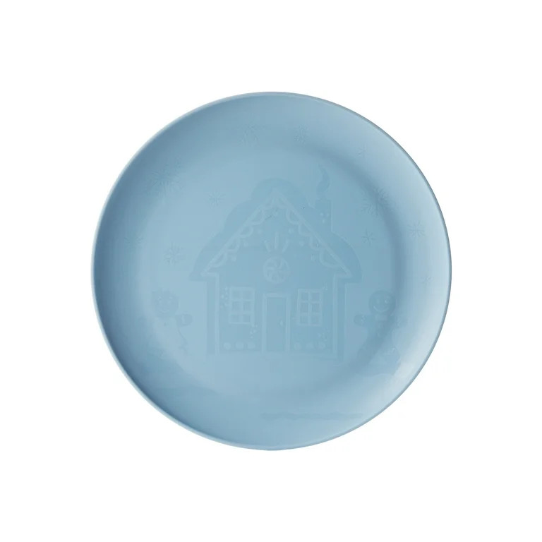 Mainstays 10.5 inch Round Plastic Etched Gingerbread Plate, Blue | Walmart (US)