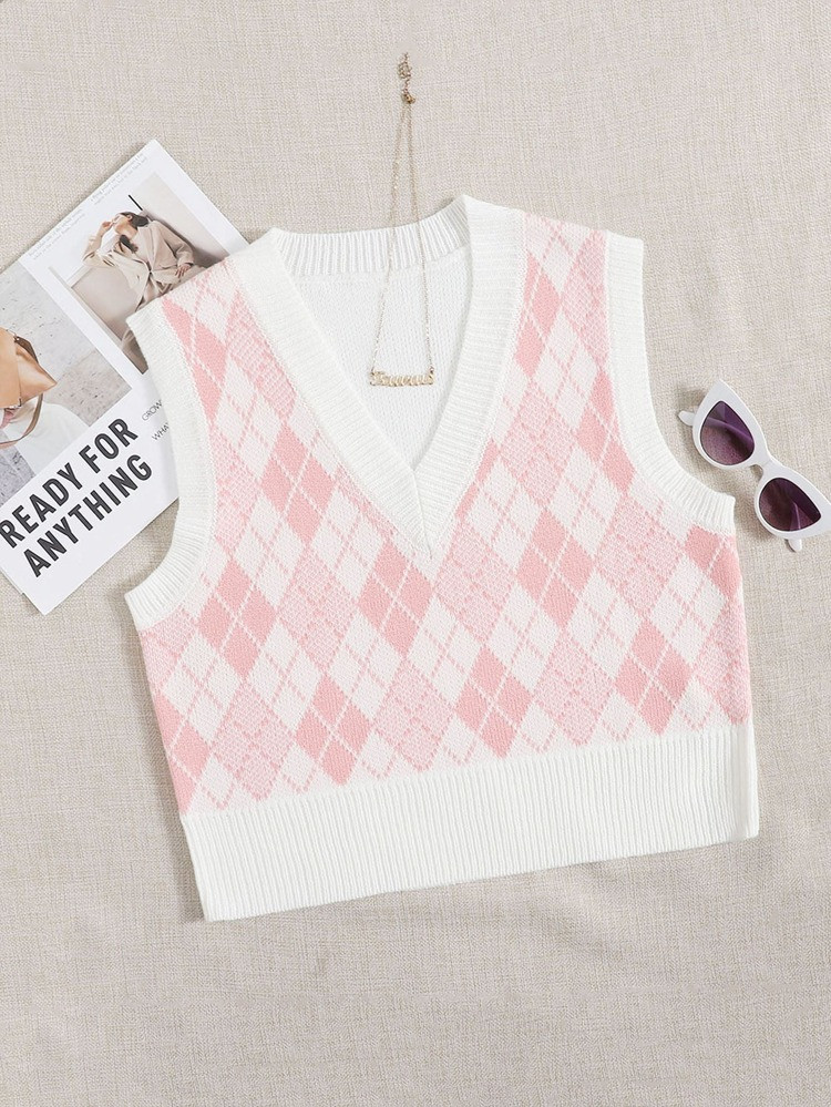 Argyle Pattern Sweater Vest | SHEIN