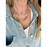 Big Links Chain Necklace/Gold - Silver Oval Chunky Mixed Metal Handmade Jewelry | Etsy (US)