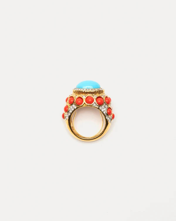 Turquoise Cabochon Ring - Coral | Frances Valentine