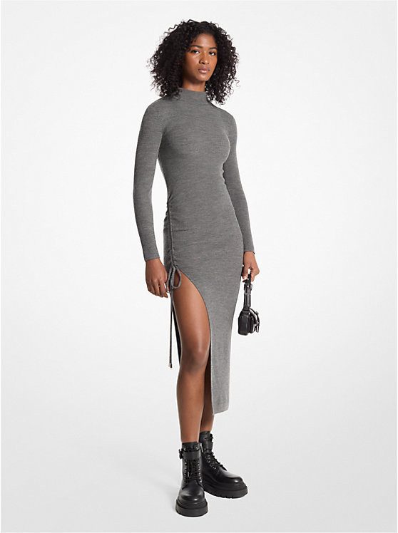 Stretch Wool Ruched Dress | Michael Kors US