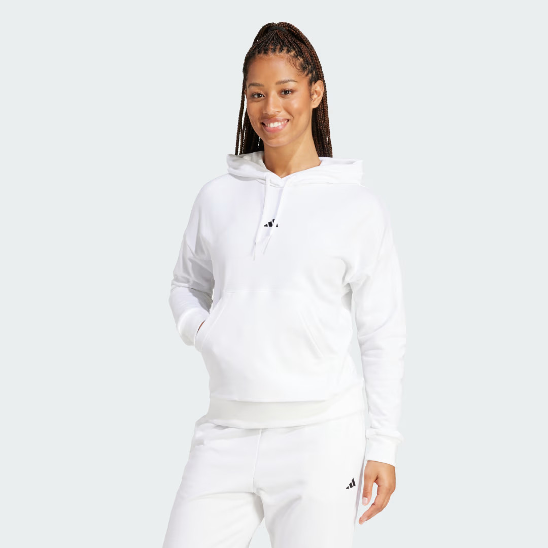 adidas Essentials Small Logo French Terry Hoodie White L - Womens Originals Hoodies & Sweatshirts | adidas (US)