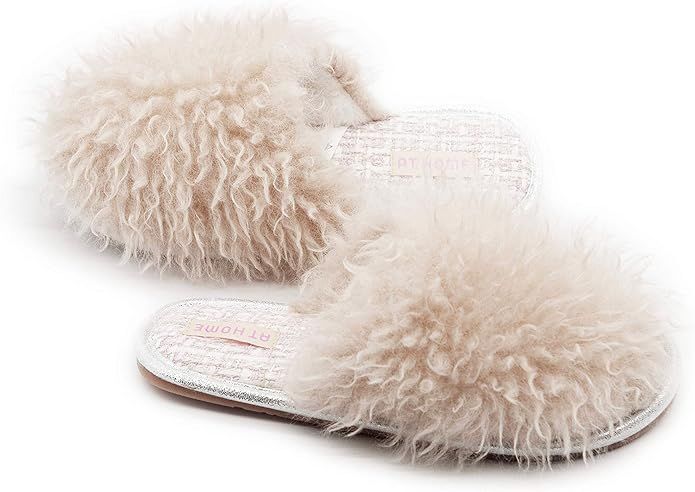Women's Fuzzy Fluffy Furry Fur Slippers Flip Flop Winter Warm Cozy House Memory Foam Sandals Slid... | Amazon (US)