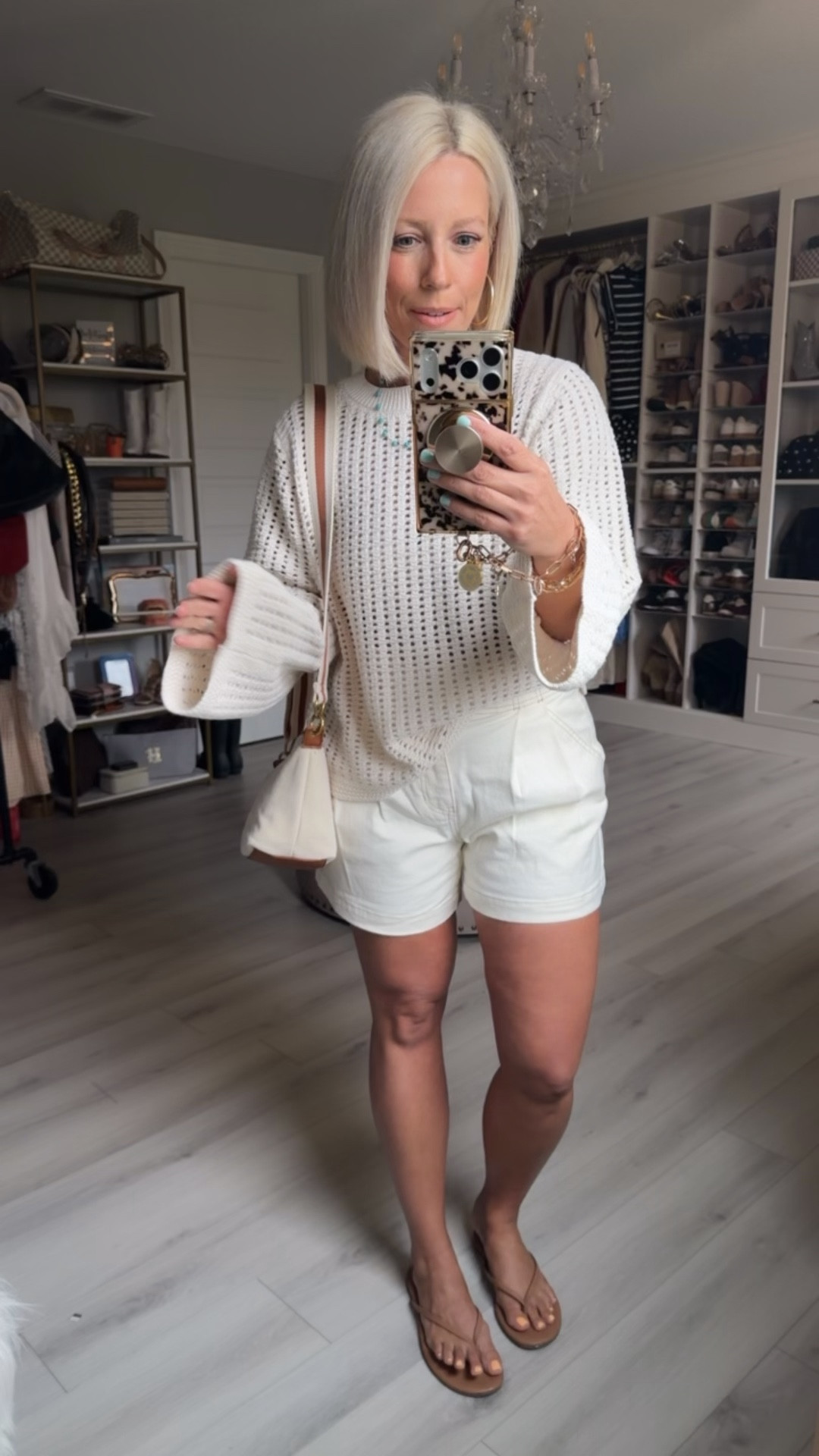 I love this style of knit top!!! Looks great over your shoulders too!!! 
⬇️⬇️⬇️
Top medium 
Shorts size 6

#LTKootd #LTKSeasonal #LTKOver40