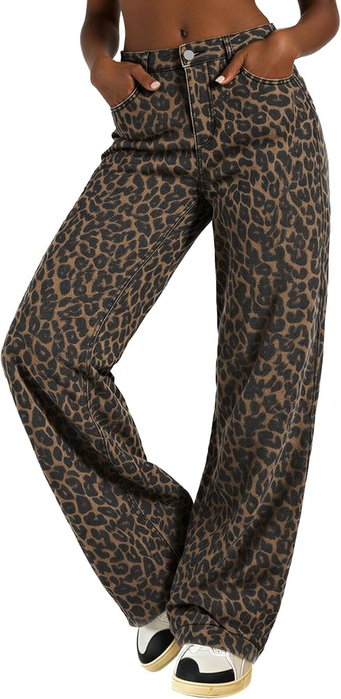 EMMIOL Women Baggy Jeans Mid-Low Waist Boyfriend Streetwear Vintage Jeans Wide Leg Denim Pants | Amazon (US)