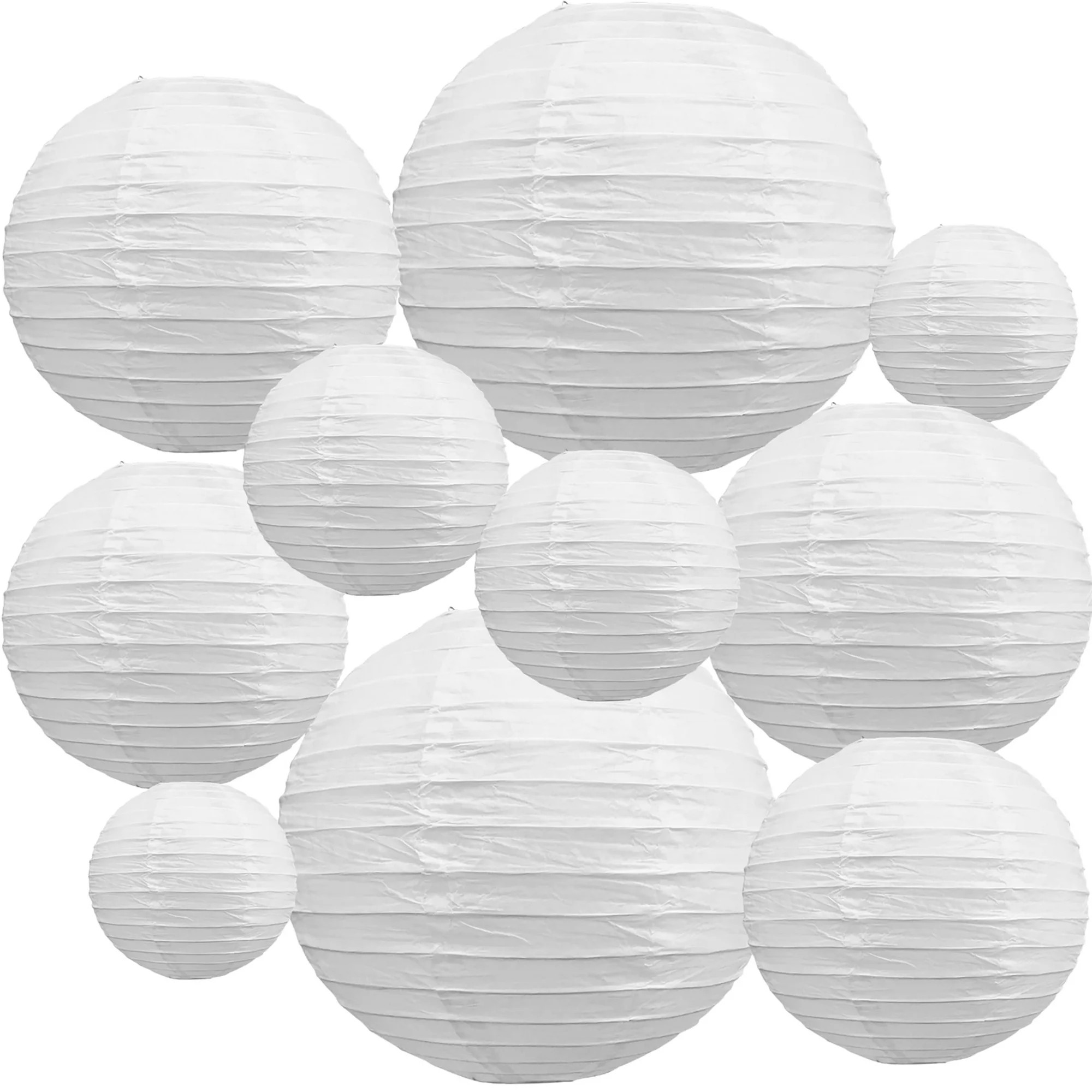 10 Pack White Round Paper Lanterns, Asian Style Hanging Decor for Party, Wedding, Home | Walmart (US)