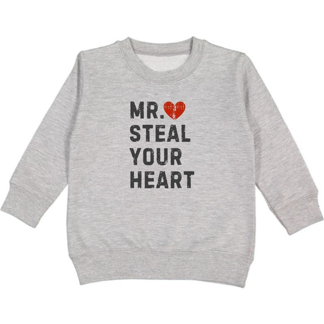 Mr. Steal Your Heart Valentine's Day Sweatshirt, Grey | Maisonette