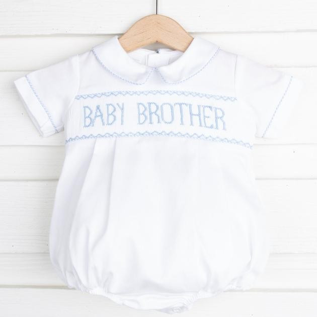 Baby Brother Smocked Collared Bubble White Pique | Classic Whimsy