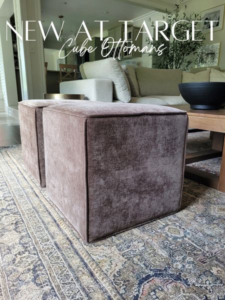 New at Target - Studio McGee Fall collection cube ottomans in light brown. I love them next to my coffee table for extra seating and game nights!Target home decor,  fall decor,  fall home decor, accent chair, rug,  living room

#LTKHome #LTKFindsUnder100