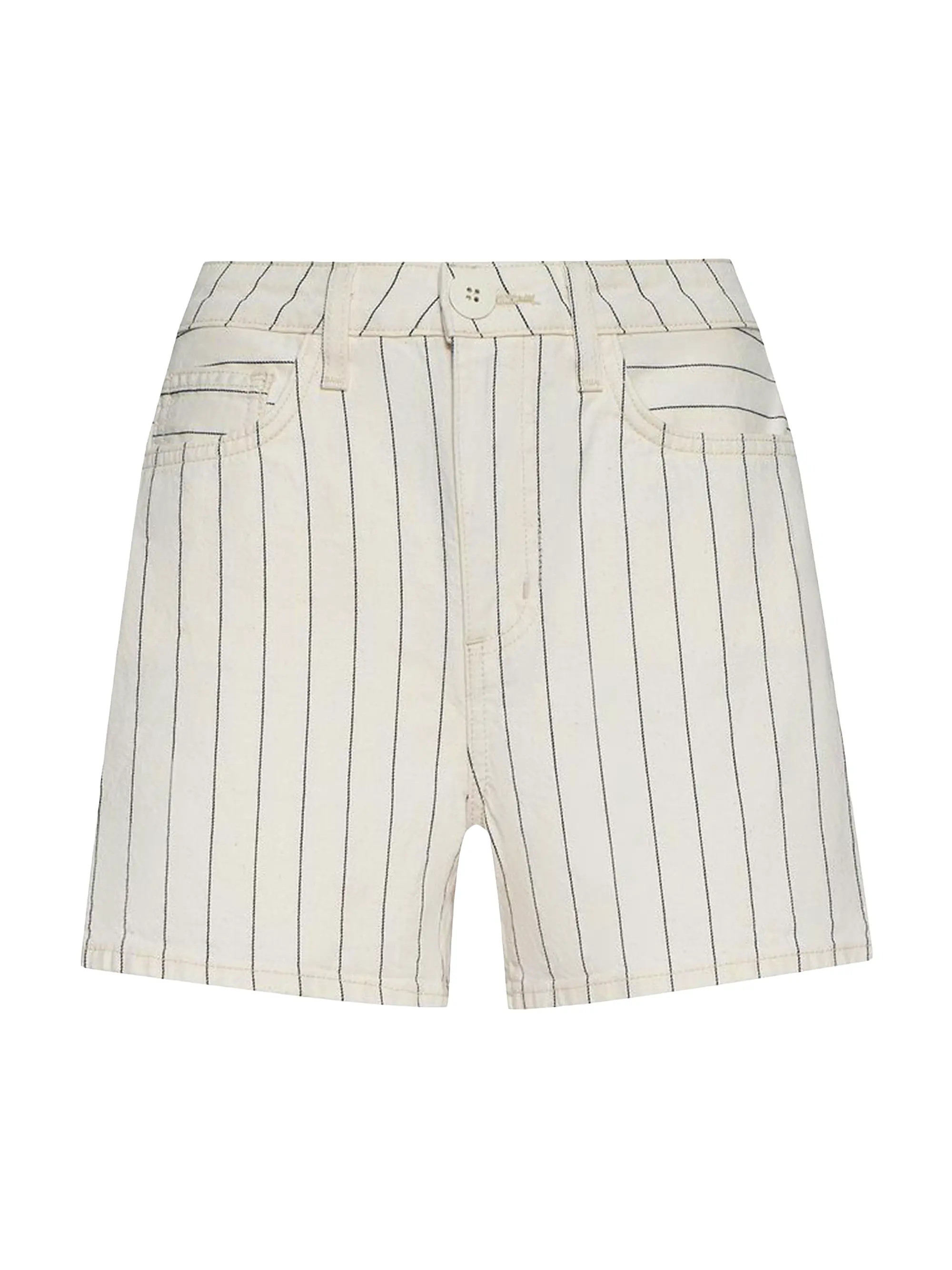 L'AGENCE Lissania Pinstriped Ultra High-Rise Denim Shorts | Saks Fifth Avenue | Saks Fifth Avenue
