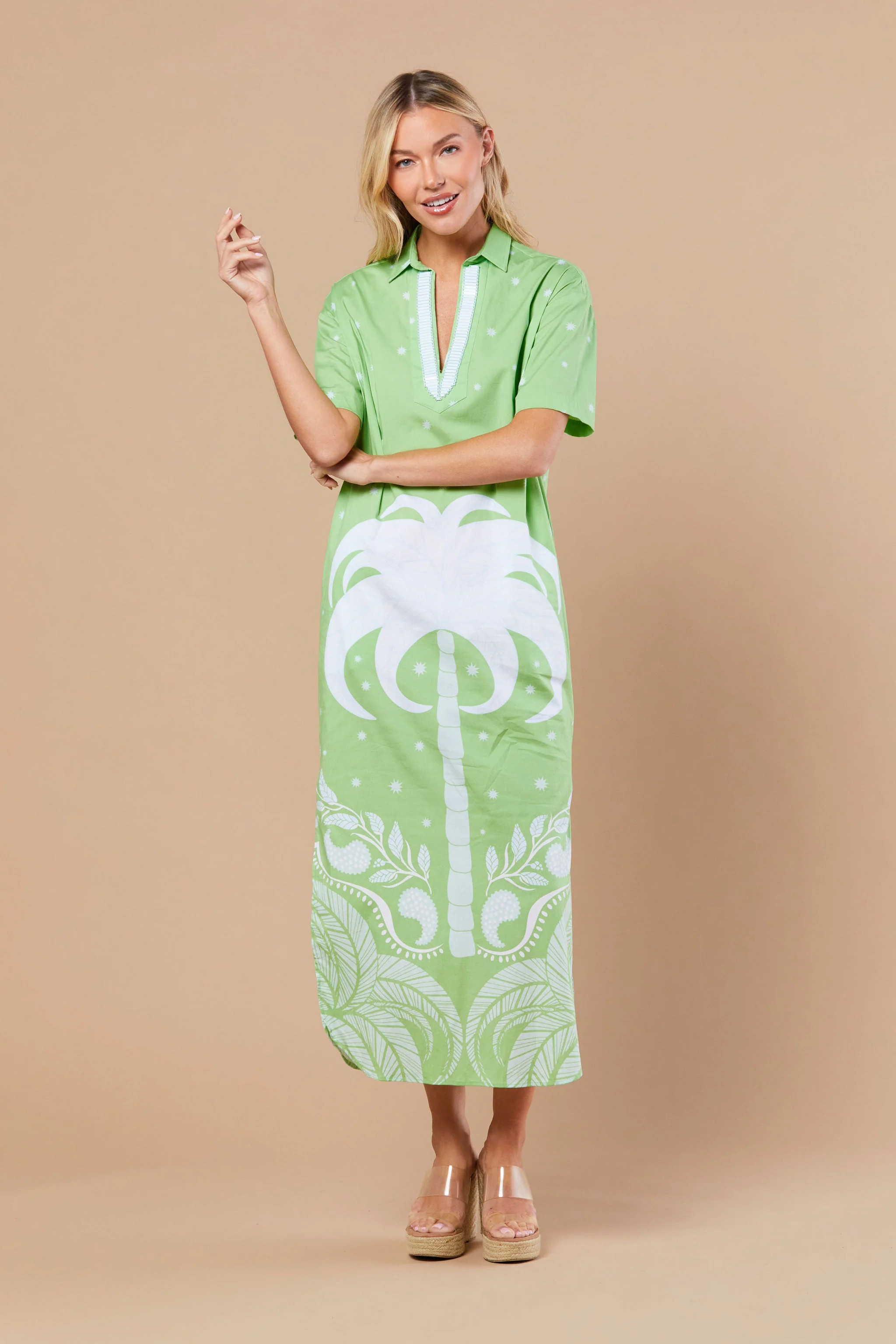 Reese Dress in Celedon Palmetto | Sheridan French