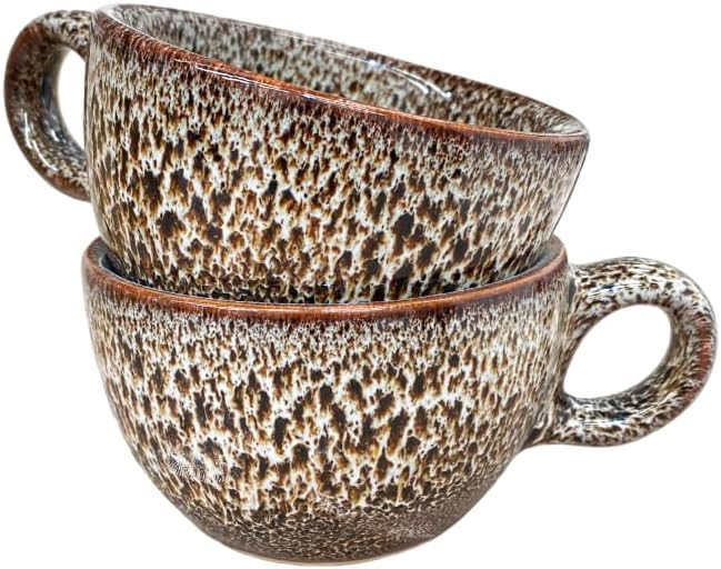 Galena Barista Cup and Saucer Set of 2, 6oz Handmade Ceramic Cappuccino and Latte Art Cups – Pr... | Amazon (US)