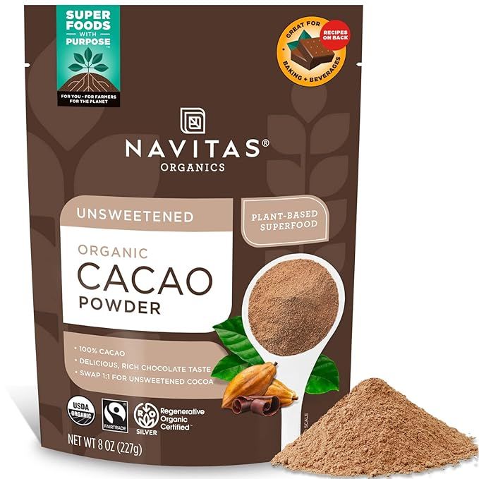 Navitas Organics Cacao Powder, Regenerative Organic Certified, Non-GMO, Fair Trade, Gluten-Free, ... | Amazon (US)