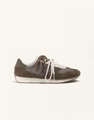OYSHO Running-style trainers with combined split-leather in brown | ASOS | ASOS (Global)